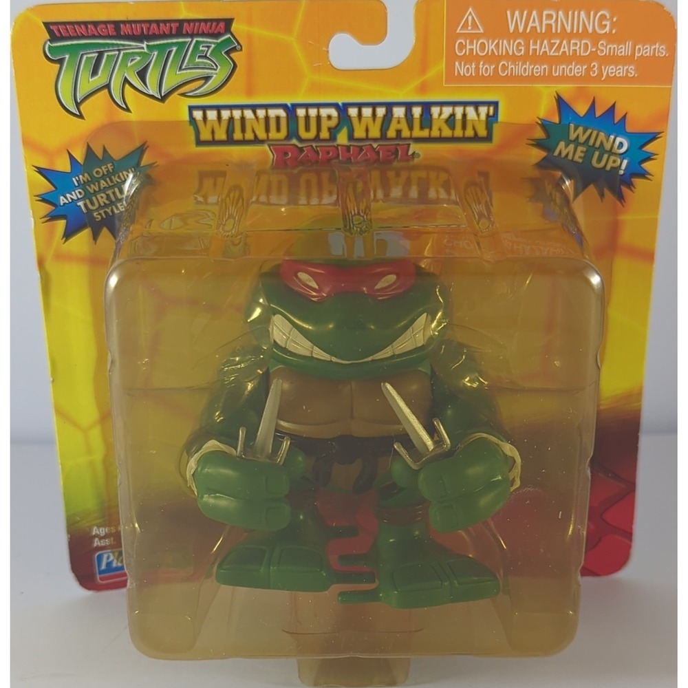 Playmates TMNT Raphael Wind-Up Action Figure 2005 Boxed + Shredderizing Sais